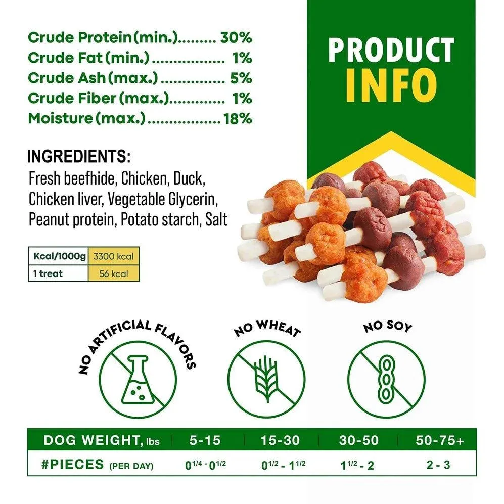 Kabobs Dog Treats with Duck & Chicken Human Grade Meat All Natural & Organic