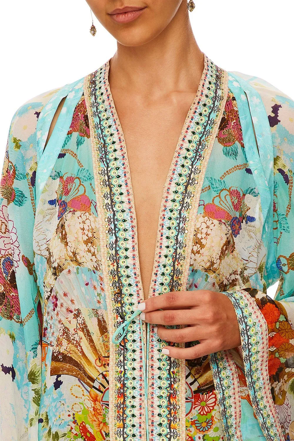 KAFTAN WITH SHEER SLEEVE RETRO'S RAINBOW