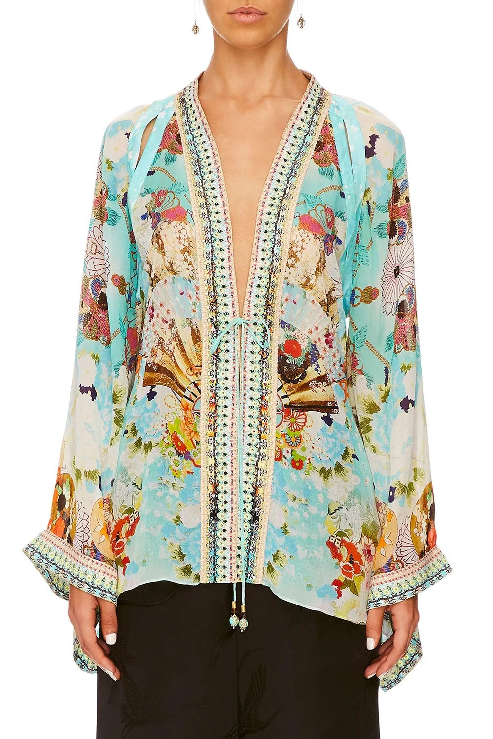 KAFTAN WITH SHEER SLEEVE RETRO'S RAINBOW
