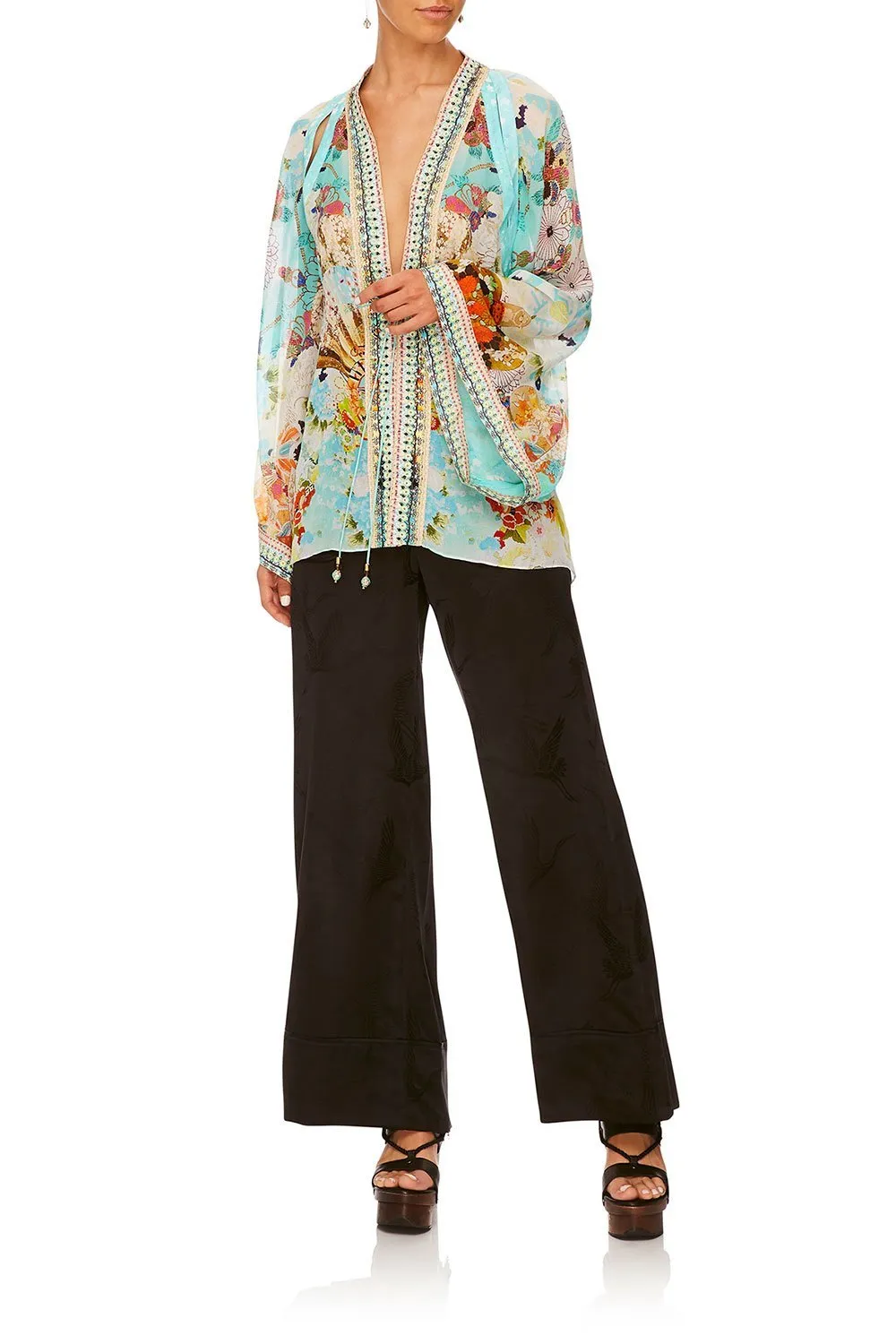 KAFTAN WITH SHEER SLEEVE RETRO'S RAINBOW