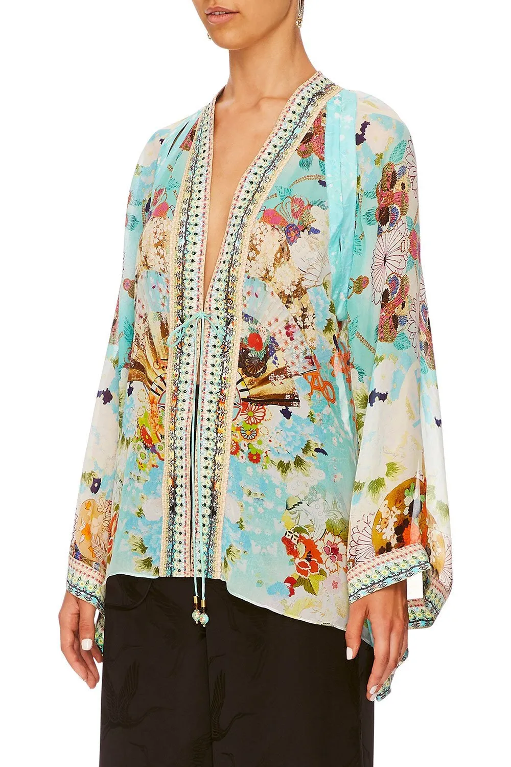 KAFTAN WITH SHEER SLEEVE RETRO'S RAINBOW