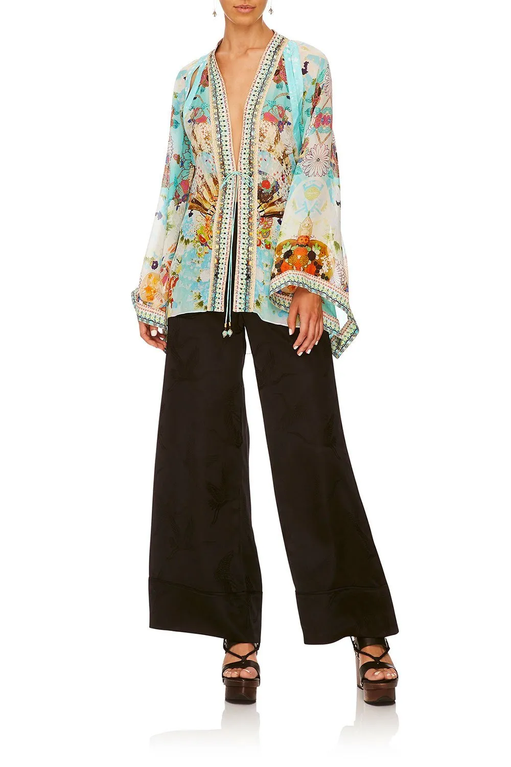 KAFTAN WITH SHEER SLEEVE RETRO'S RAINBOW