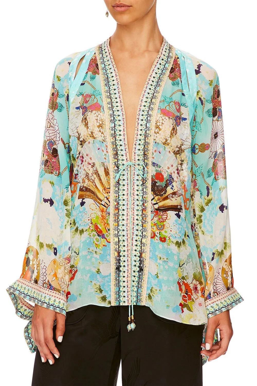 KAFTAN WITH SHEER SLEEVE RETRO'S RAINBOW