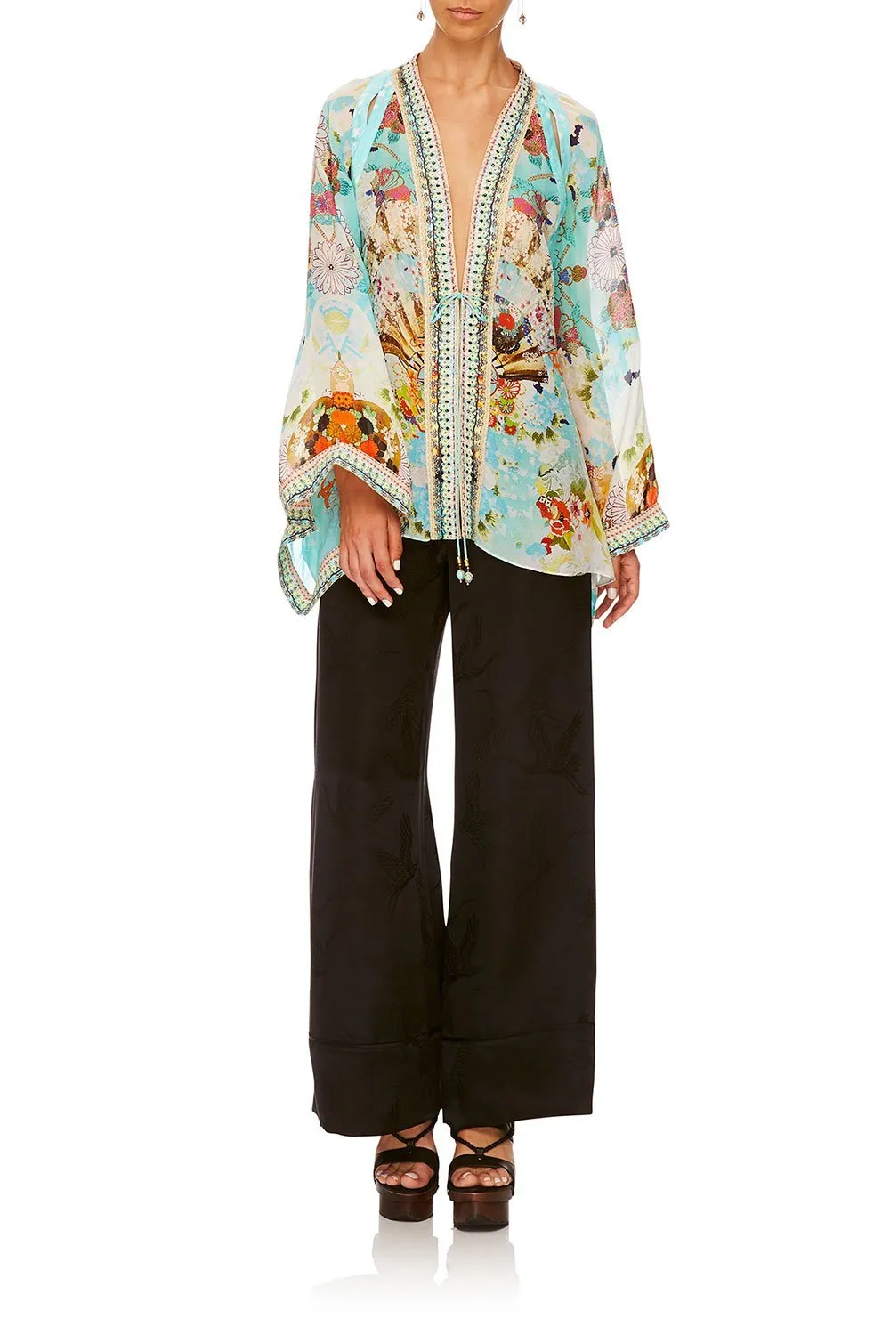 KAFTAN WITH SHEER SLEEVE RETRO'S RAINBOW