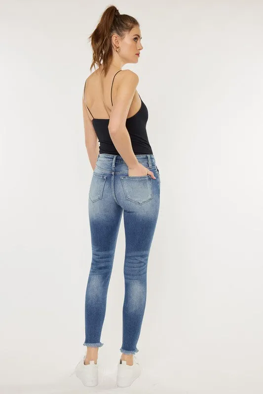 KanCan High Rise Fray Hem Ankle Skinny