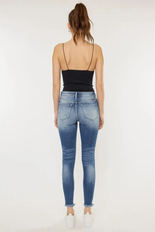 KanCan High Rise Fray Hem Ankle Skinny