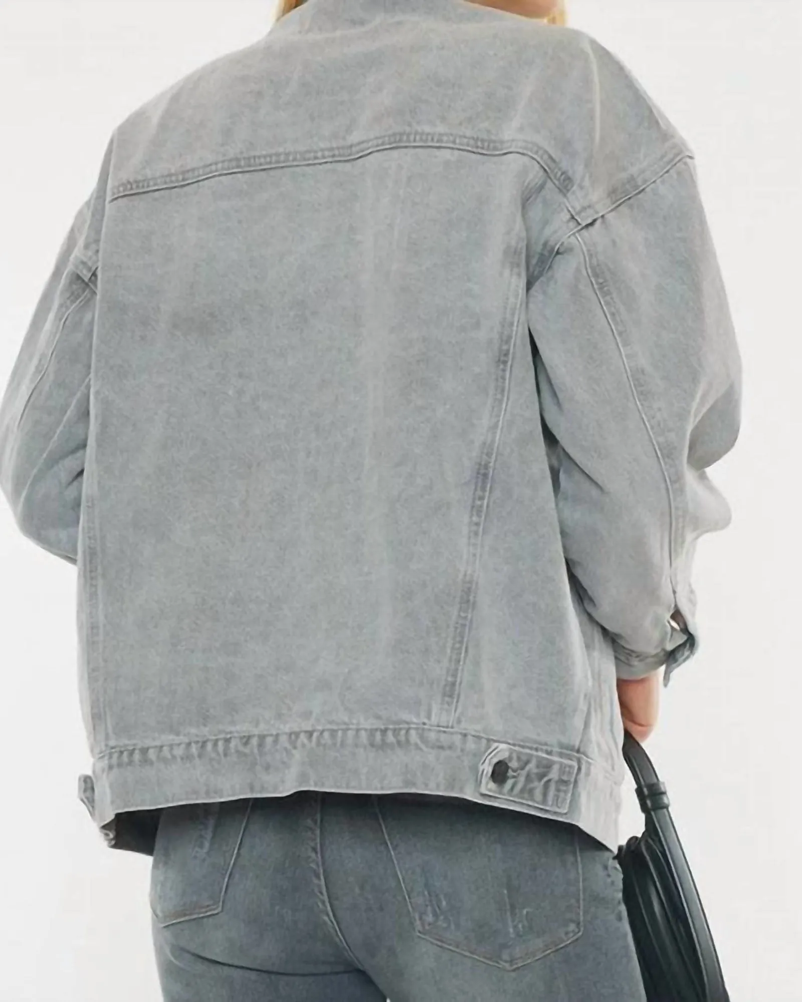 Kit Oversized Denim Jacket in Gray | Gray