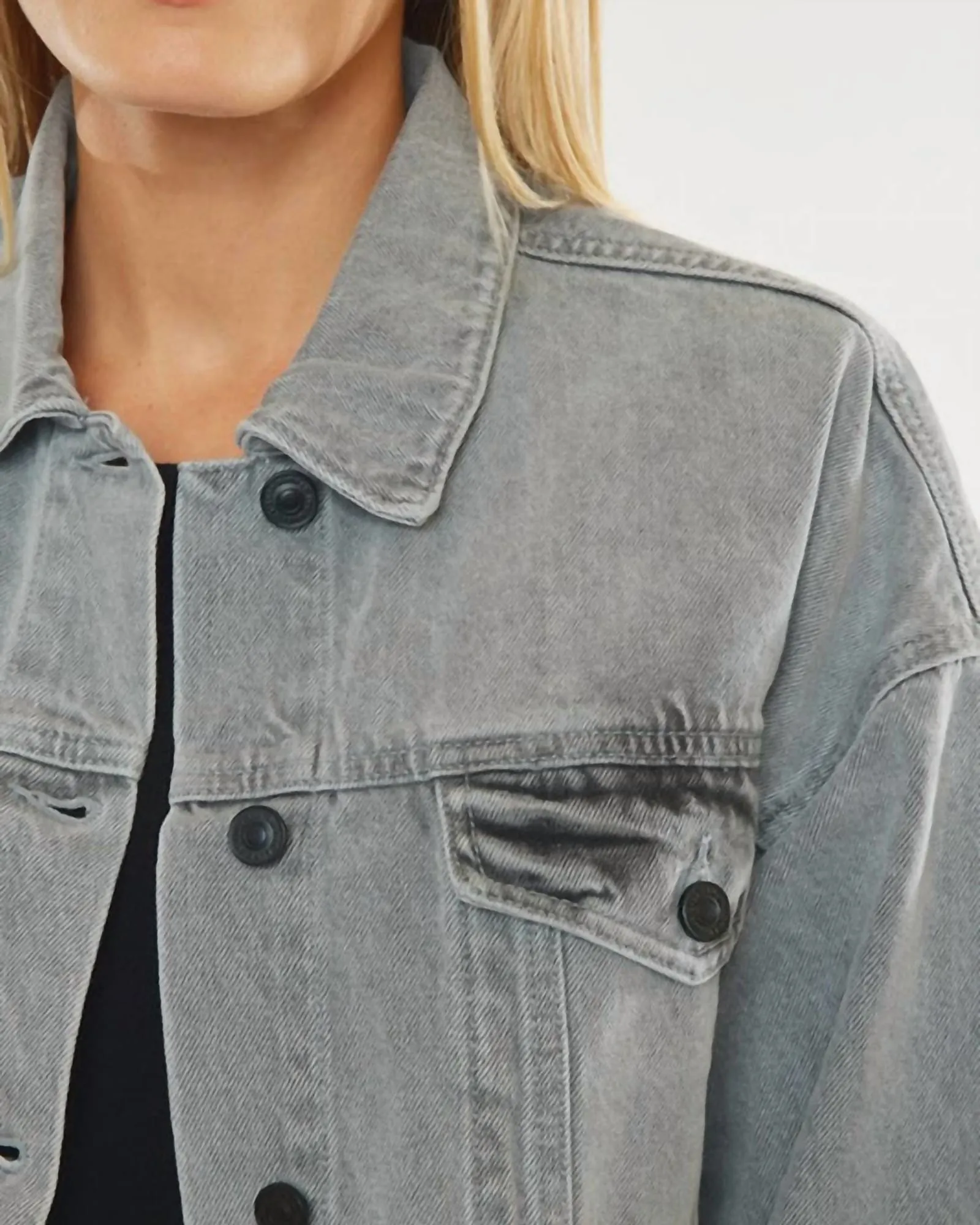 Kit Oversized Denim Jacket in Gray | Gray
