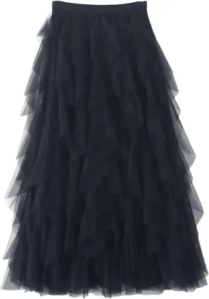 Korean Style Fashion Long Skirt Spring A Line Skirt Vintage High Waist Midi Maxi Skirt