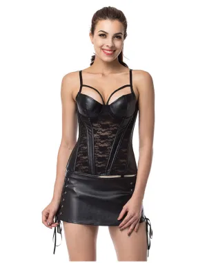 Leather N Lace Panel Corset Dress