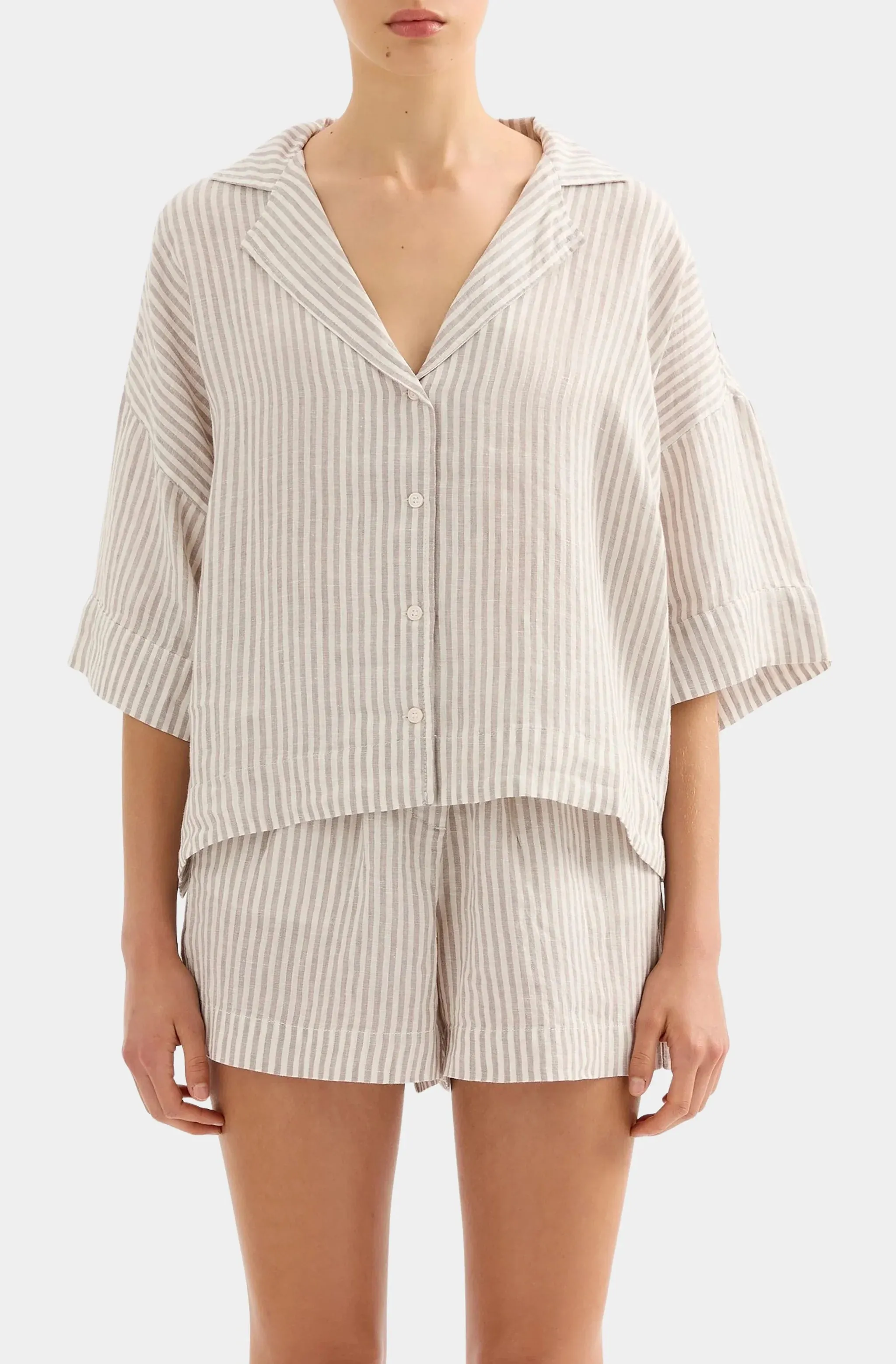Lounge Stripe Linen Shirt