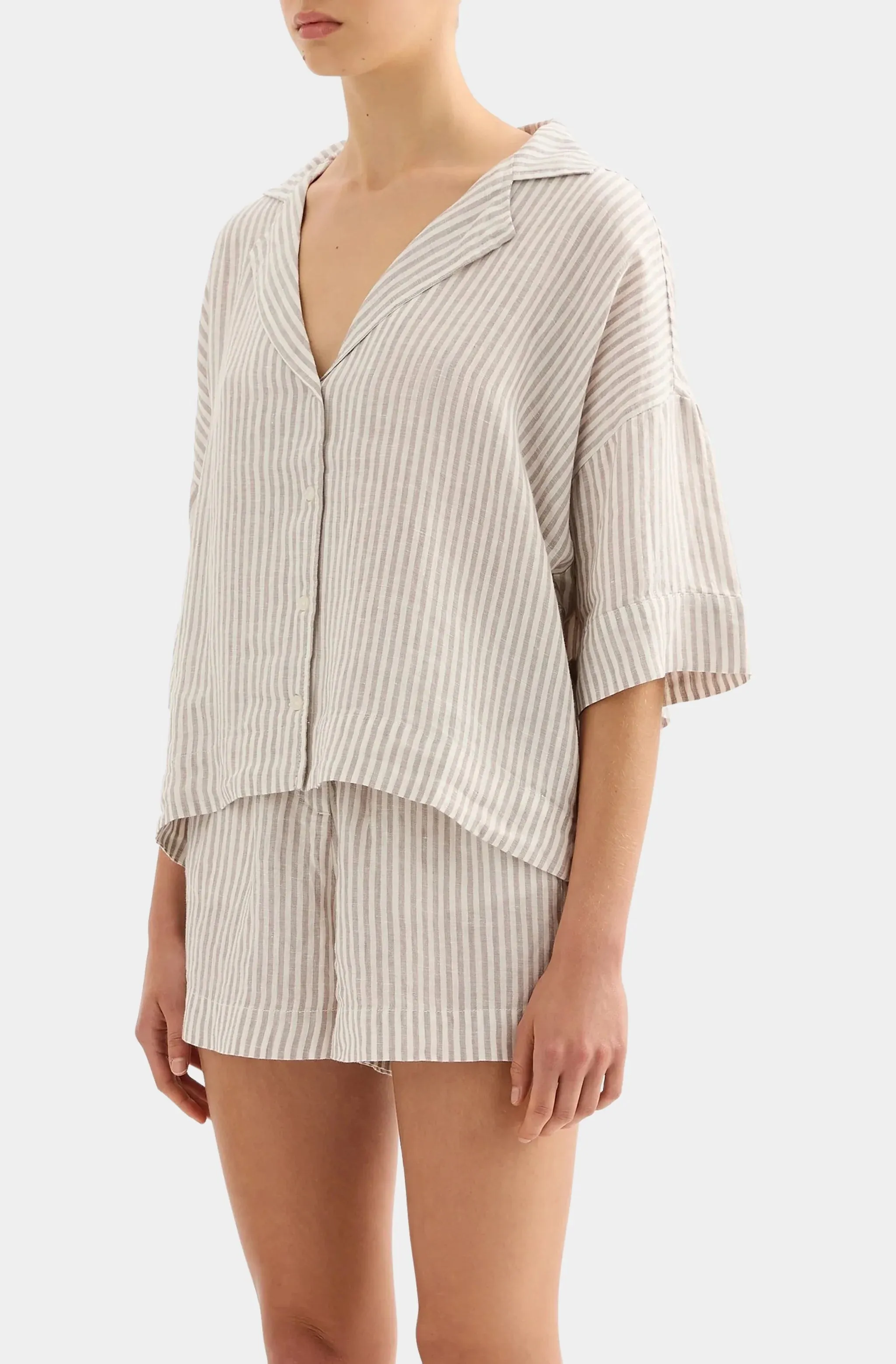 Lounge Stripe Linen Shirt