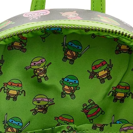 LOUNGEFLY Teenage Mutant Ninja Turtles Sewer Cap AOP Womens Double Strap Shoulder Bag Purse