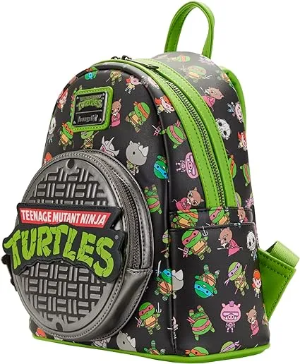 LOUNGEFLY Teenage Mutant Ninja Turtles Sewer Cap AOP Womens Double Strap Shoulder Bag Purse