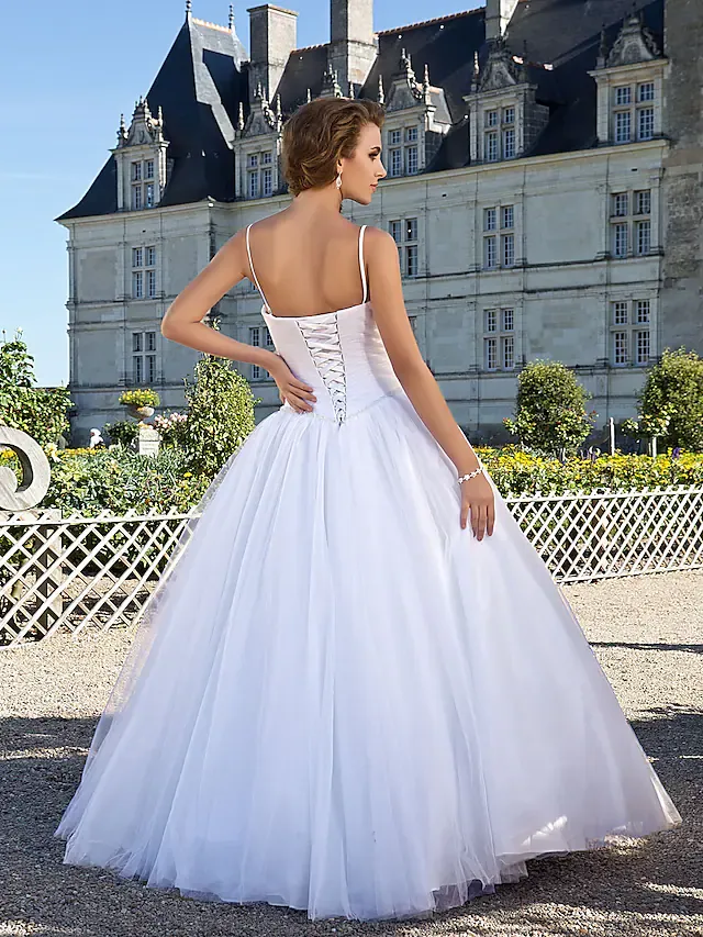 Luolandi Ball Gown Wedding Dresses Sweetheart Neckline Floor Length Tulle Sleeveless Long