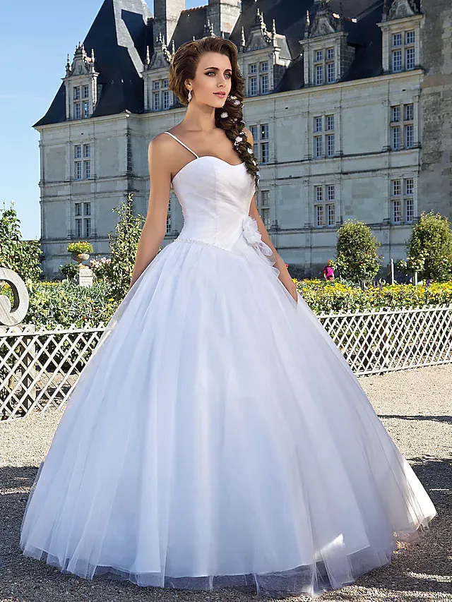 Luolandi Ball Gown Wedding Dresses Sweetheart Neckline Floor Length Tulle Sleeveless Long