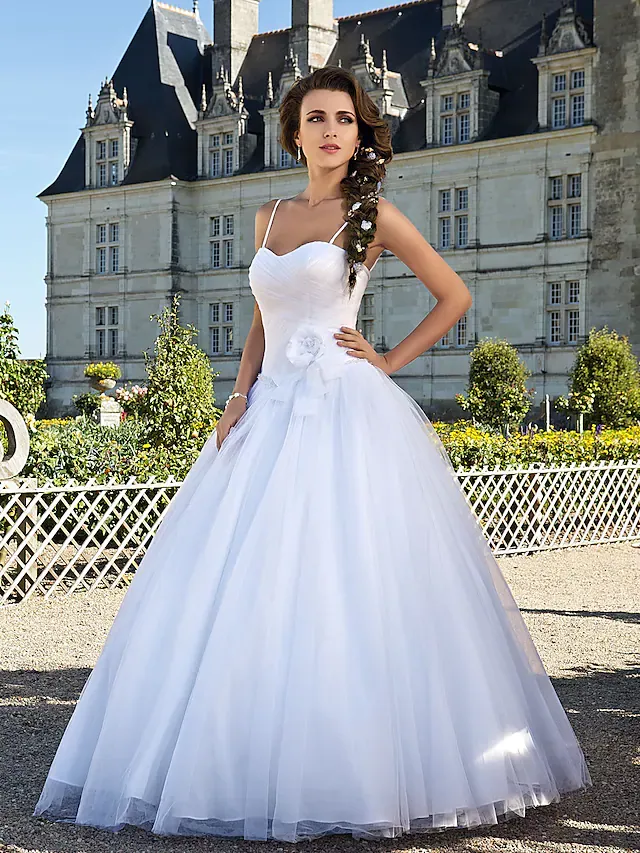 Luolandi Ball Gown Wedding Dresses Sweetheart Neckline Floor Length Tulle Sleeveless Long