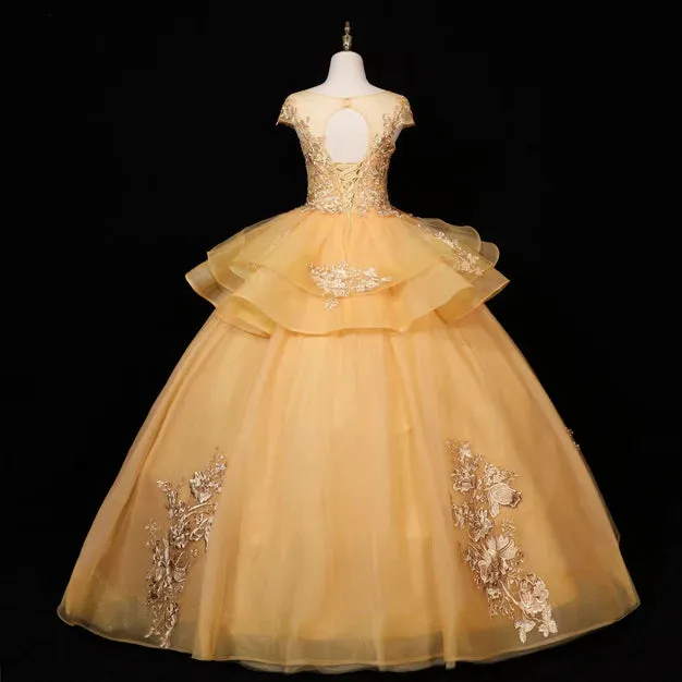 Luolandi Gorgeous A Line Ball Gown Sweet 16 Gown with Lace Flowers Lace Formal Dresses Prom Dress