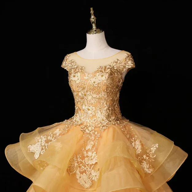 Luolandi Gorgeous A Line Ball Gown Sweet 16 Gown with Lace Flowers Lace Formal Dresses Prom Dress
