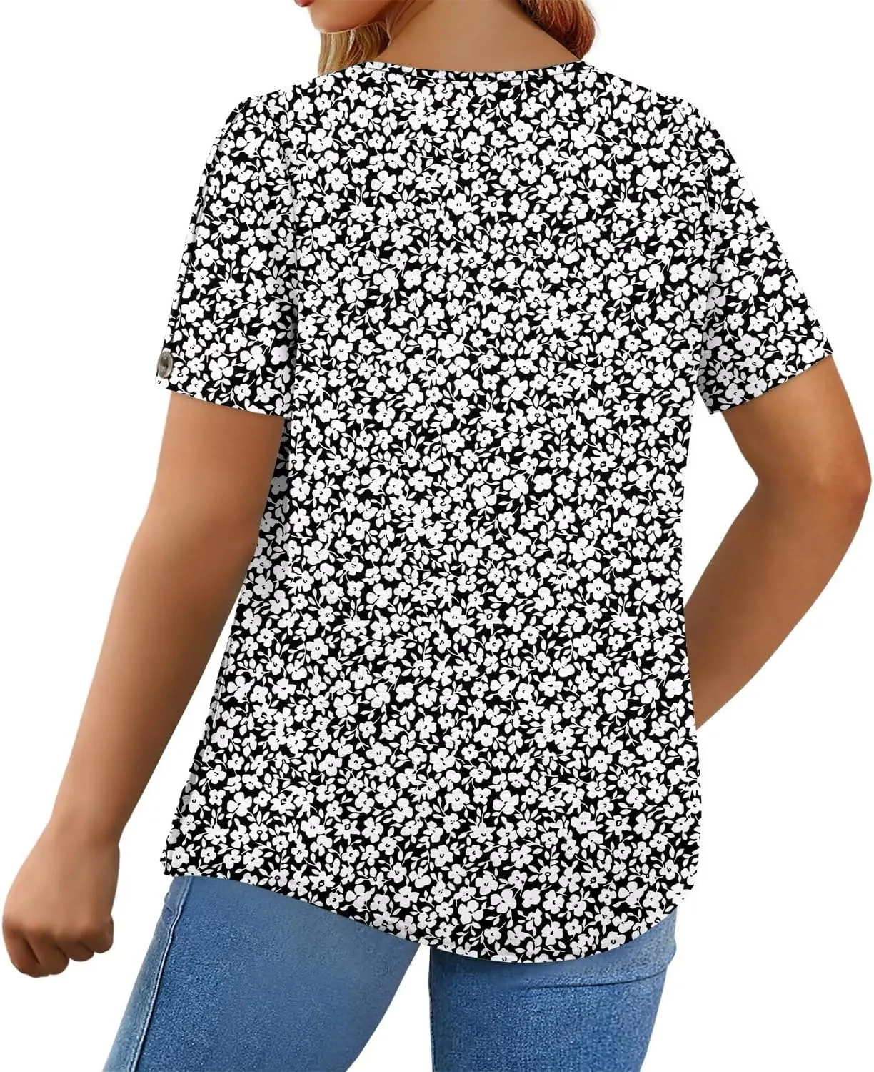 Magritta Womens Plus Size Tops Flowy Summer Blouses Short Sleeve Shirts Pleated Dressy Tunic Tops