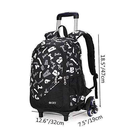 Meetbelify 3pcs Kids Rolling Backpacks Luggage Six Wheels Trolley School Bags ... (Black)