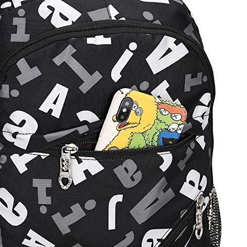 Meetbelify 3pcs Kids Rolling Backpacks Luggage Six Wheels Trolley School Bags ... (Black)