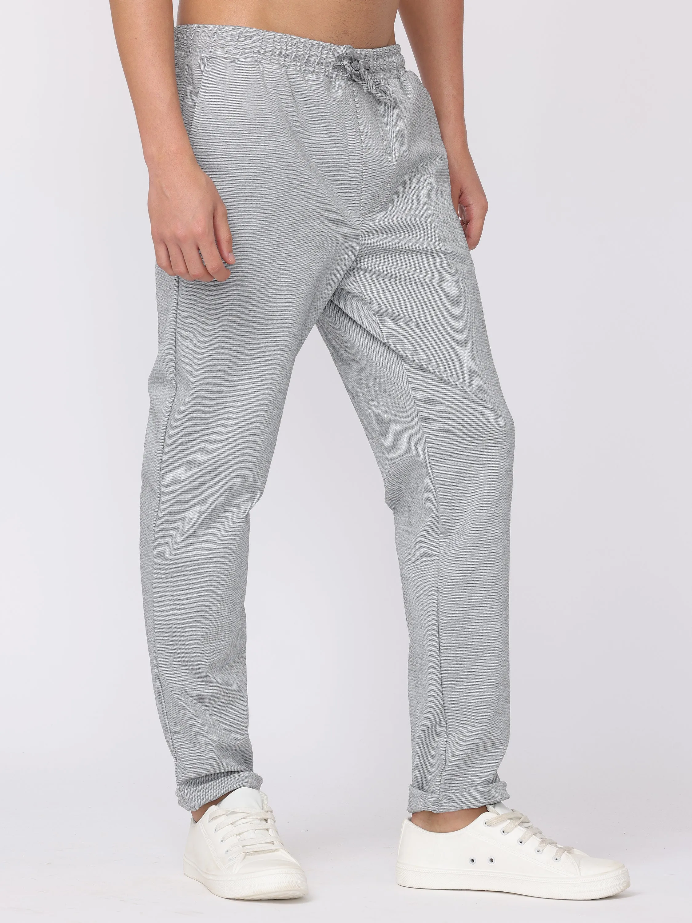 Men Grey Textured Comfort Fit Joggers