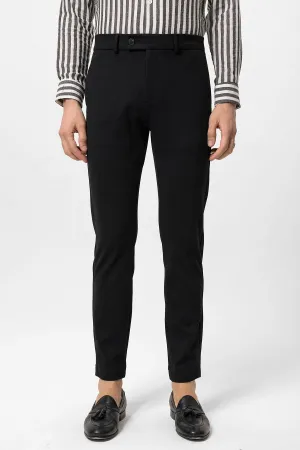 Men's Black High-Waisted Buckle Detail Relaxed Fit  Pants - Wessi