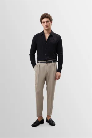 Men's Black Muslin Fabric Slim Fit  Shirt - Wessi