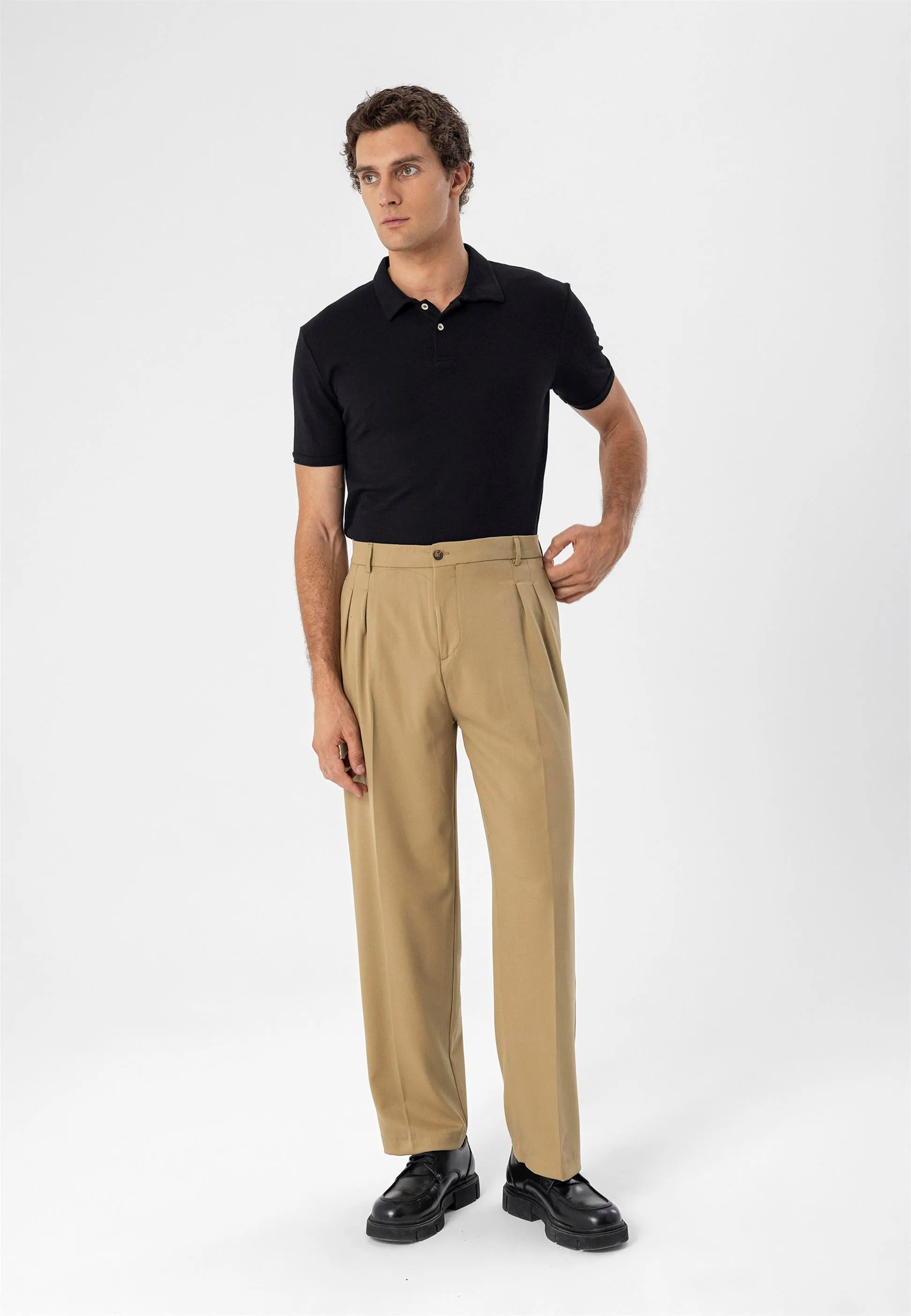 Men's Black Polo Neck Slim Fit T-Shirt - Wessi