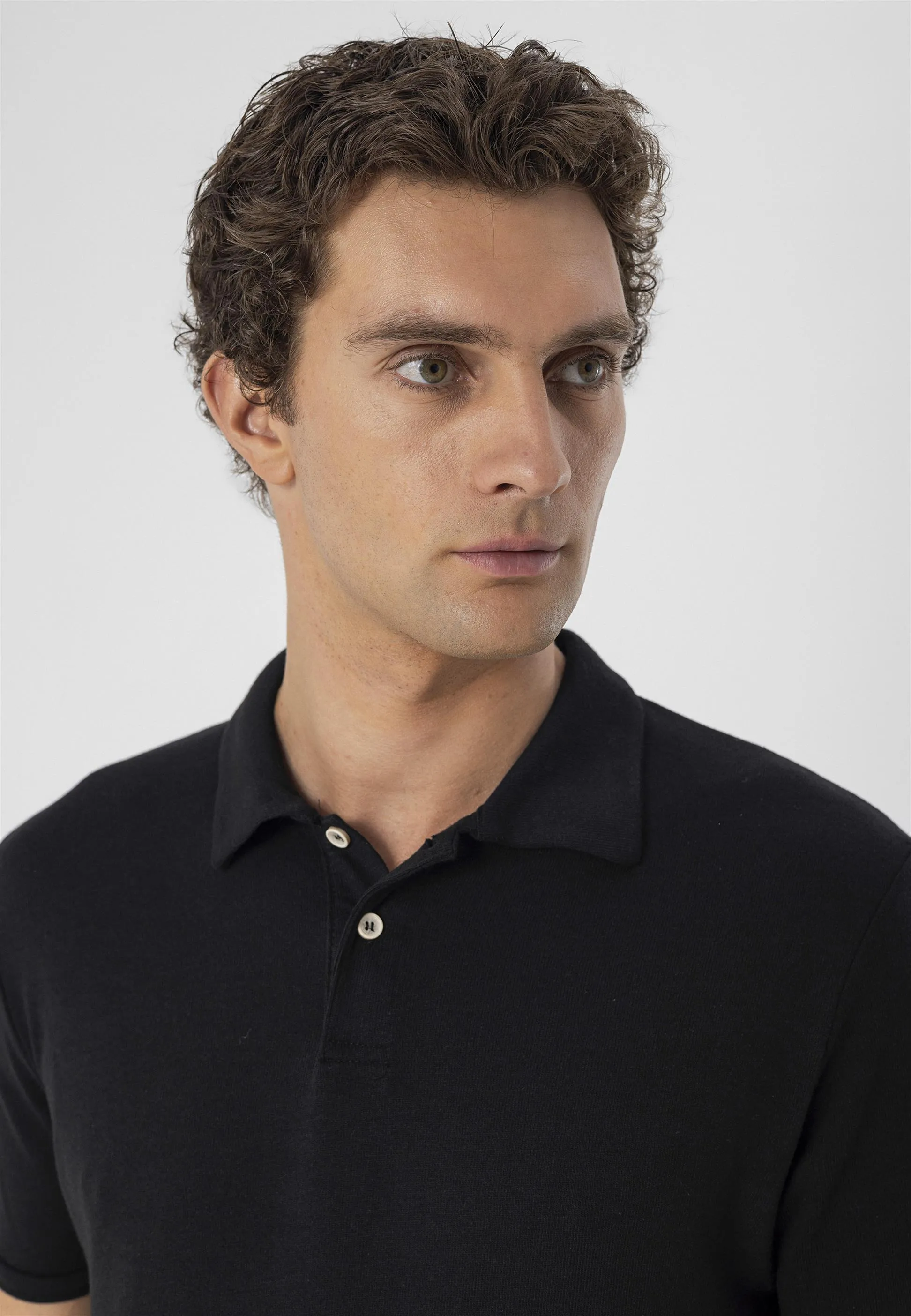 Men's Black Polo Neck Slim Fit T-Shirt - Wessi