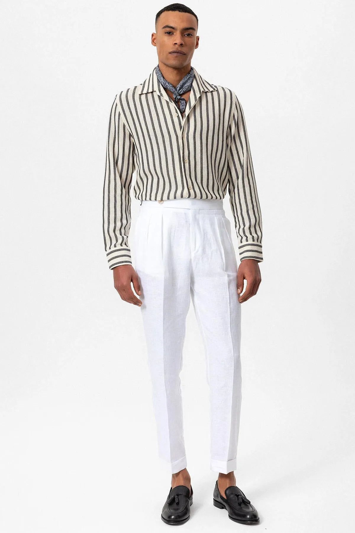Men's Black Striped Knit Long-Sleeve Shirt - Wessi