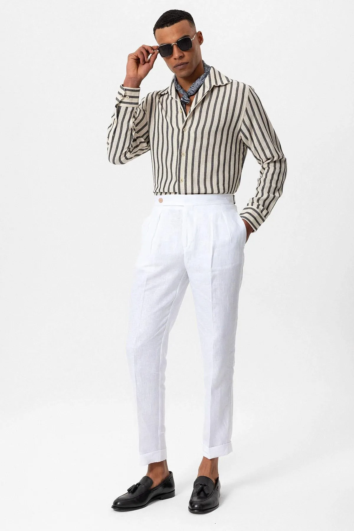 Men's Black Striped Knit Long-Sleeve Shirt - Wessi