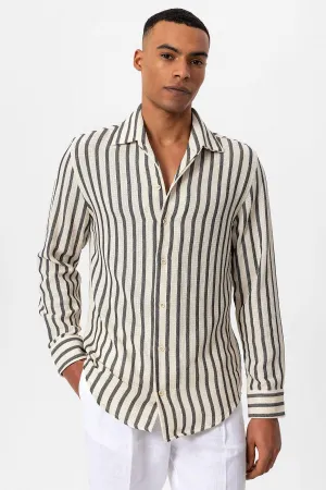 Men's Black Striped Knit Long-Sleeve Shirt - Wessi