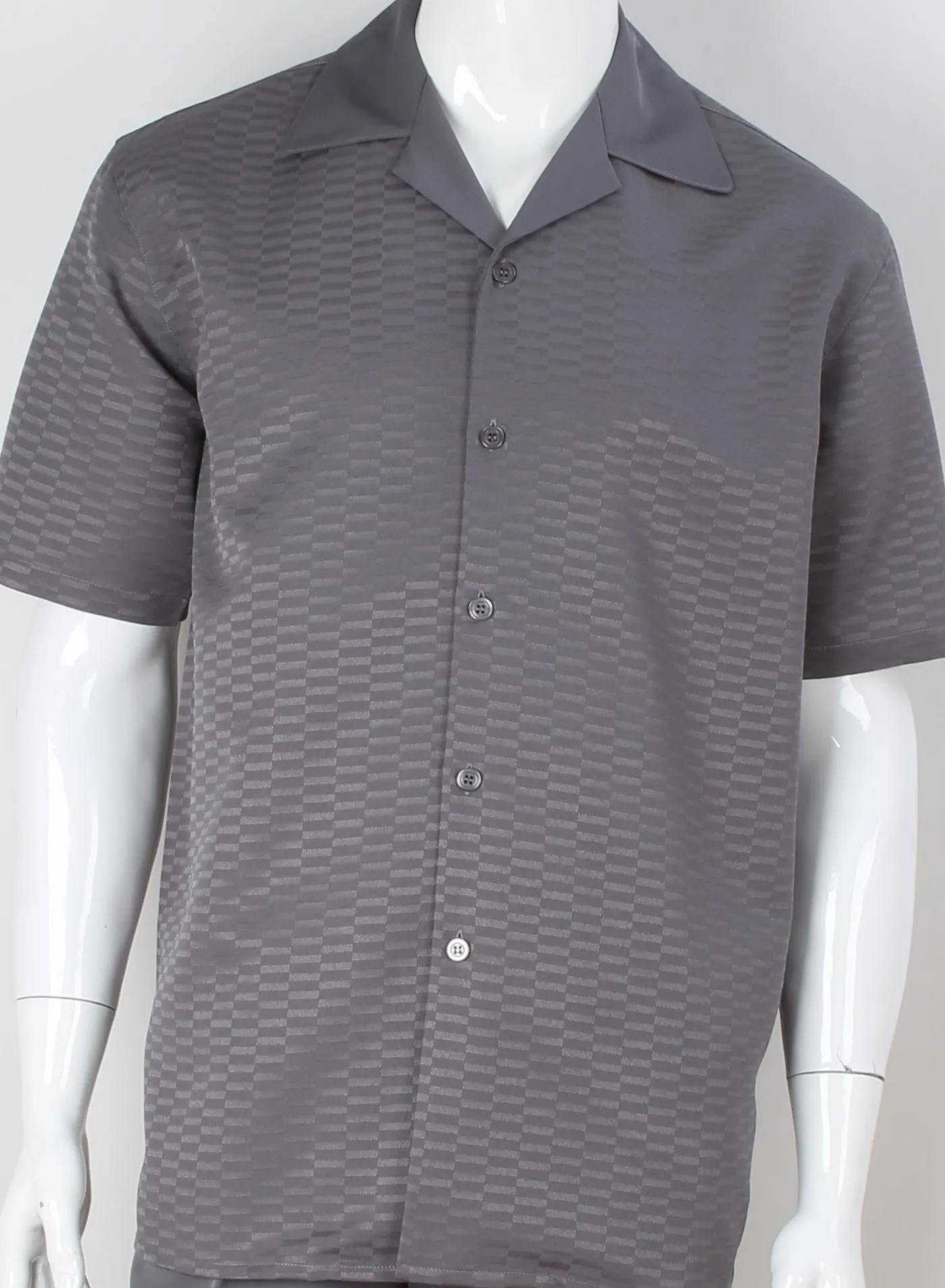 Mens Dressy Grey Gray Tone on Tone Design Walking Leisure Suit Royal Diamond T2082