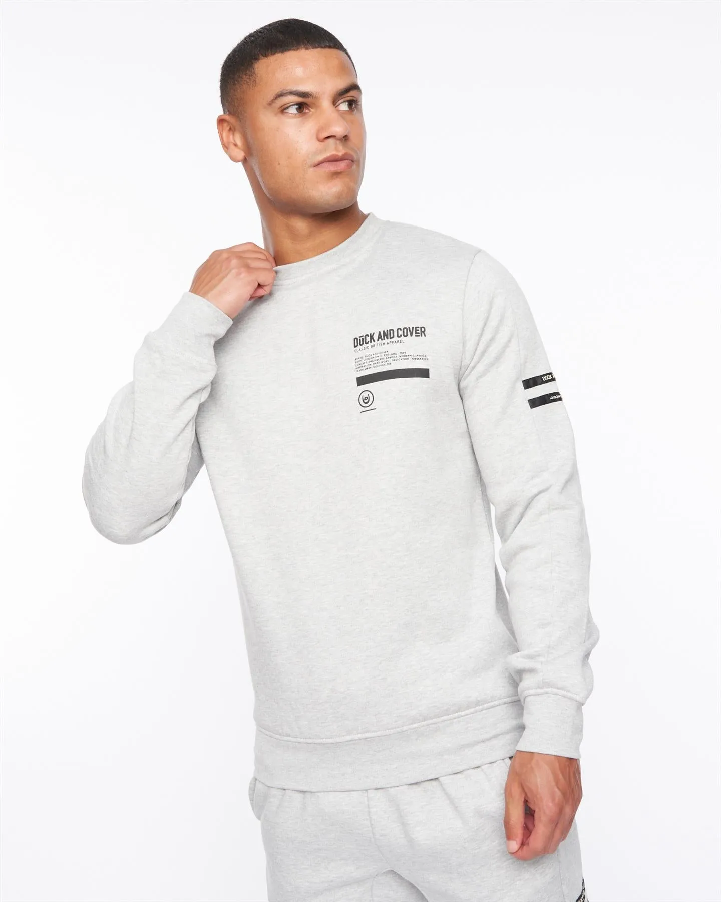 Mens Jennerkins Crew Sweat & Joggers Set Grey Marl
