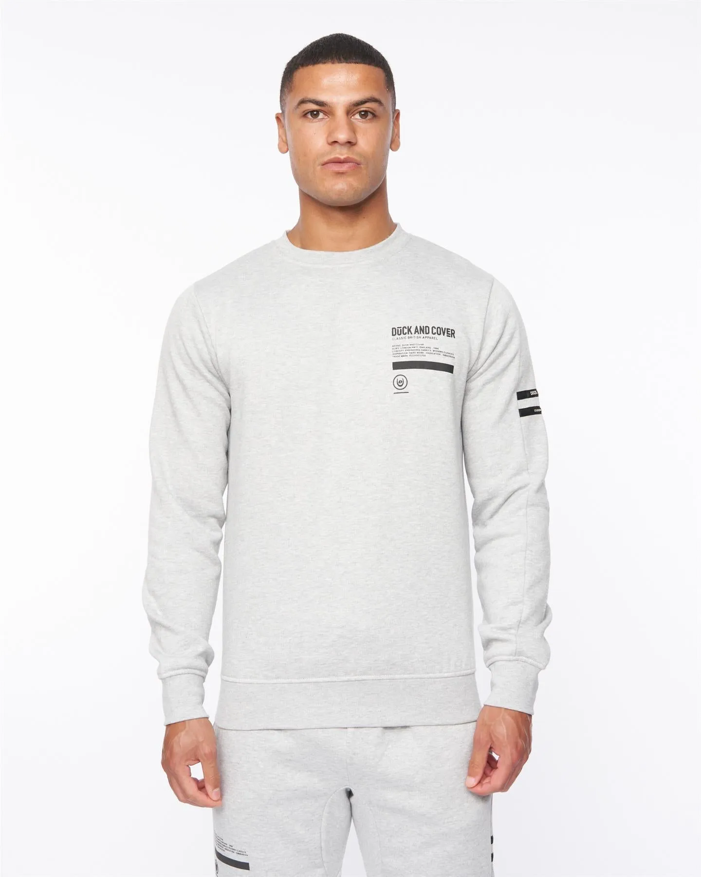 Mens Jennerkins Crew Sweat & Joggers Set Grey Marl