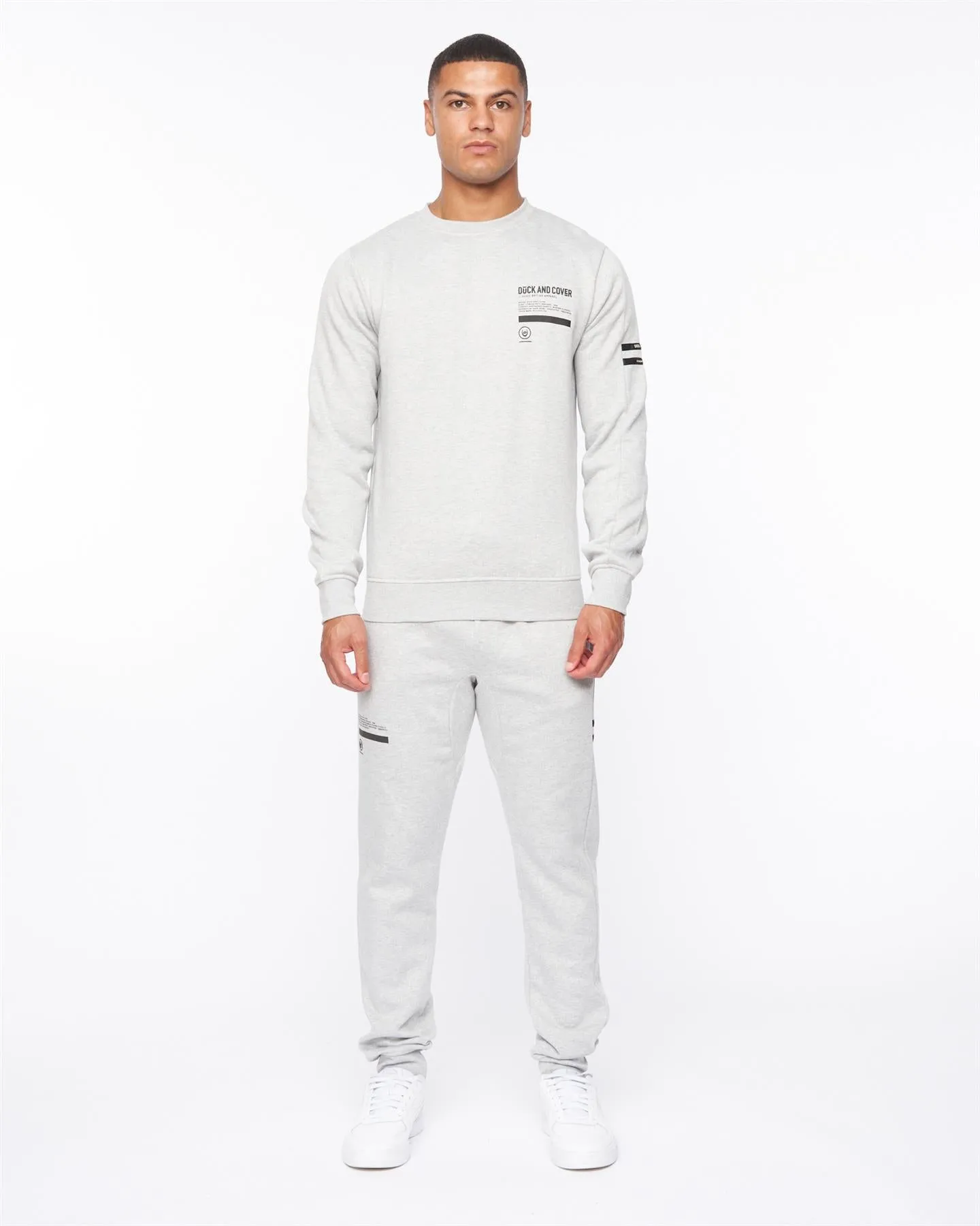 Mens Jennerkins Crew Sweat & Joggers Set Grey Marl