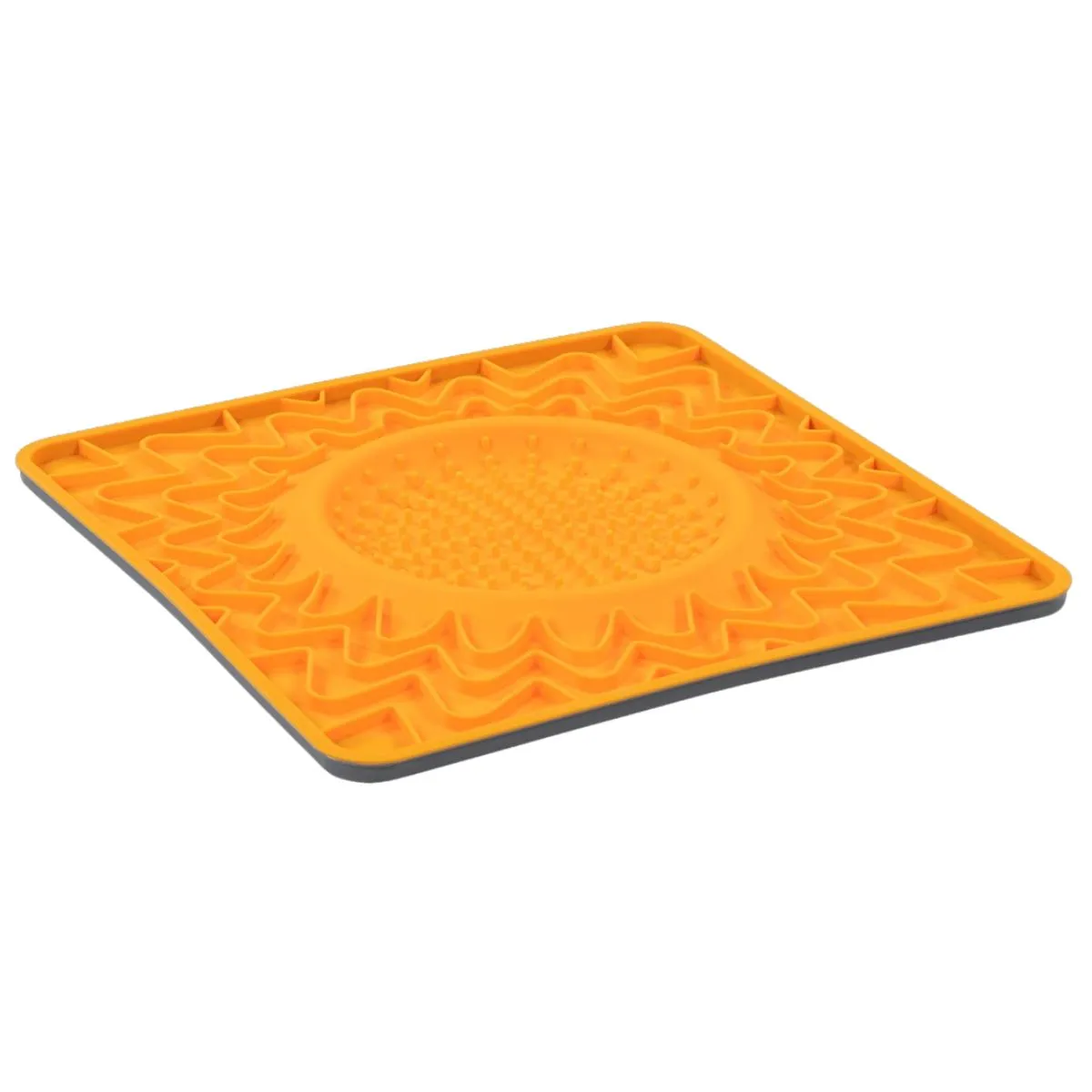 Messy Mutts Framed Spill Resistant Silicone Dog Lick Bowl Mat Enrichment Dog Feeder Orange