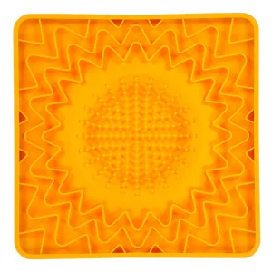 Messy Mutts Framed Spill Resistant Silicone Dog Lick Bowl Mat Enrichment Dog Feeder Orange