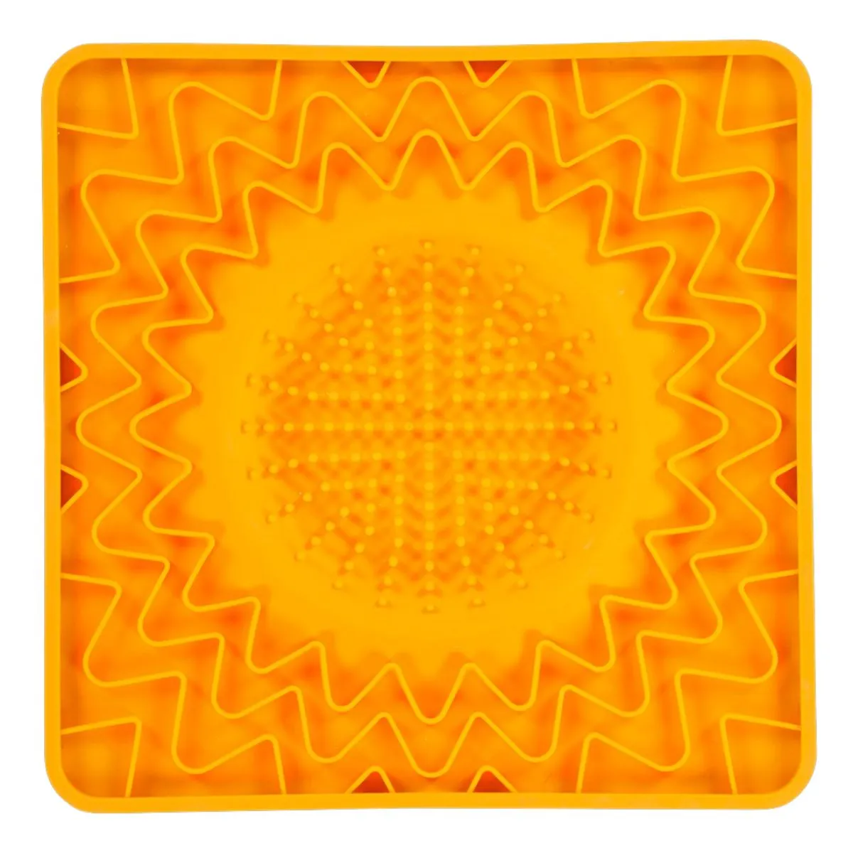 Messy Mutts Framed Spill Resistant Silicone Dog Lick Bowl Mat Enrichment Dog Feeder Orange
