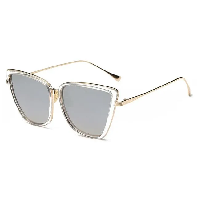 Metal Retro Oversized Sunglasses Women Cat Eye Sun Glasses