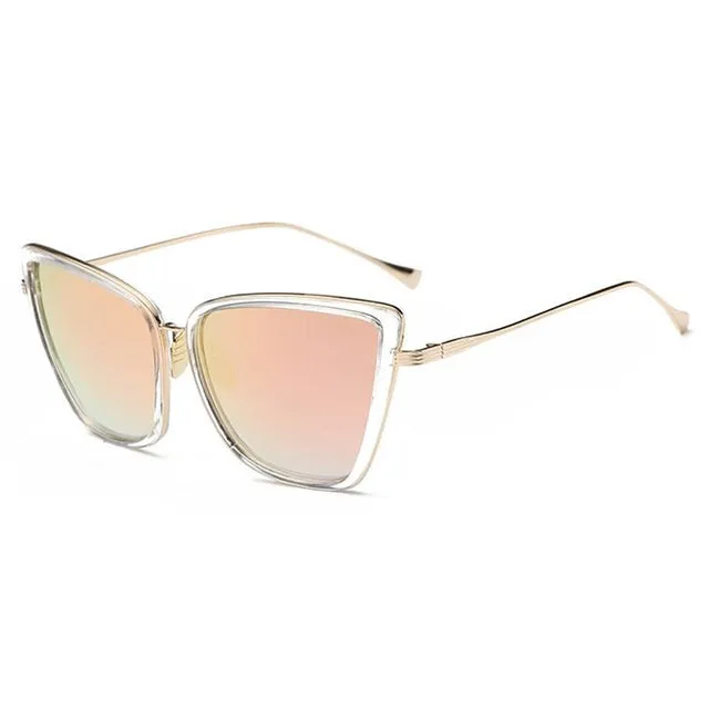 Metal Retro Oversized Sunglasses Women Cat Eye Sun Glasses