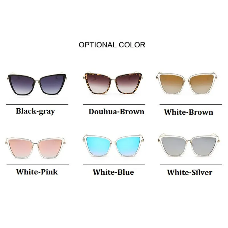 Metal Retro Oversized Sunglasses Women Cat Eye Sun Glasses