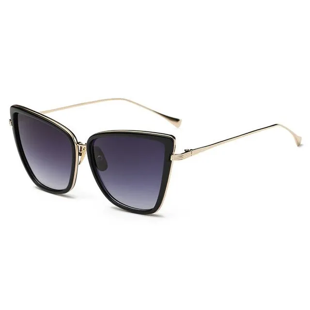 Metal Retro Oversized Sunglasses Women Cat Eye Sun Glasses