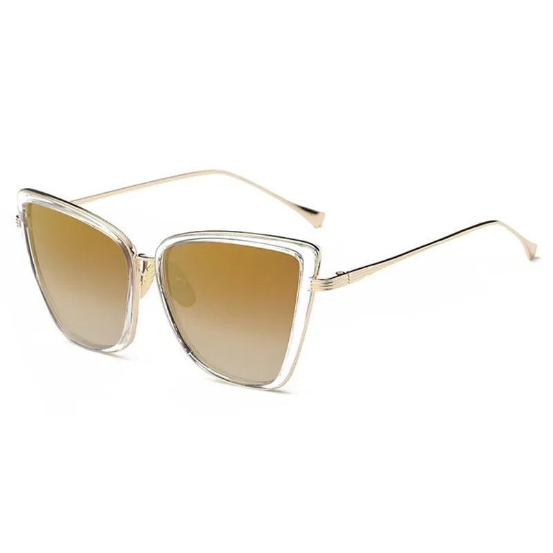 Metal Retro Oversized Sunglasses Women Cat Eye Sun Glasses