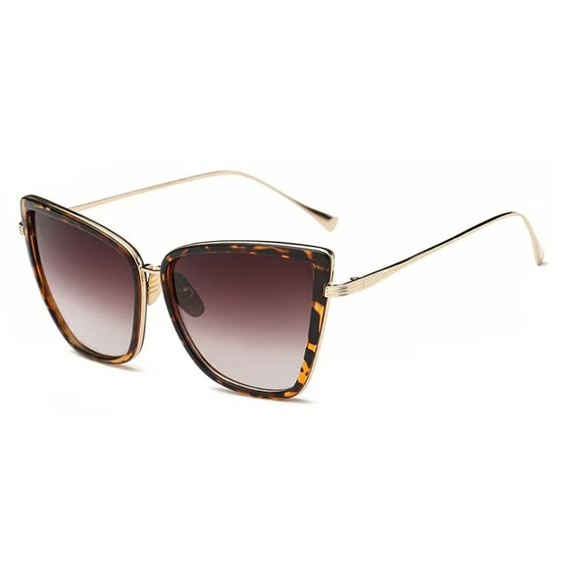 Metal Retro Oversized Sunglasses Women Cat Eye Sun Glasses