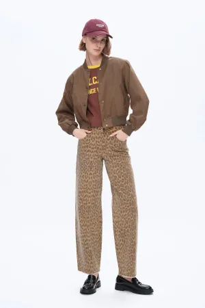 Mid Rise Leopard Jeans