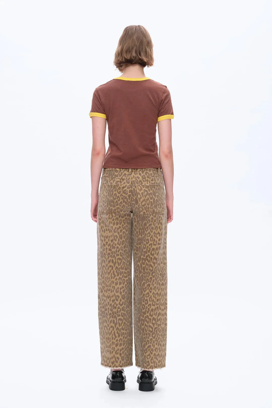 Mid Rise Leopard Jeans