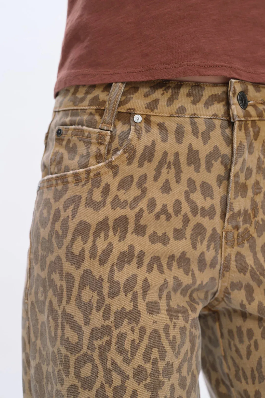 Mid Rise Leopard Jeans